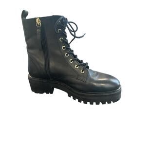 HOBBS LONDON Carelene Ankle Boots Black Leather Lug Sole Lace Up Size 6